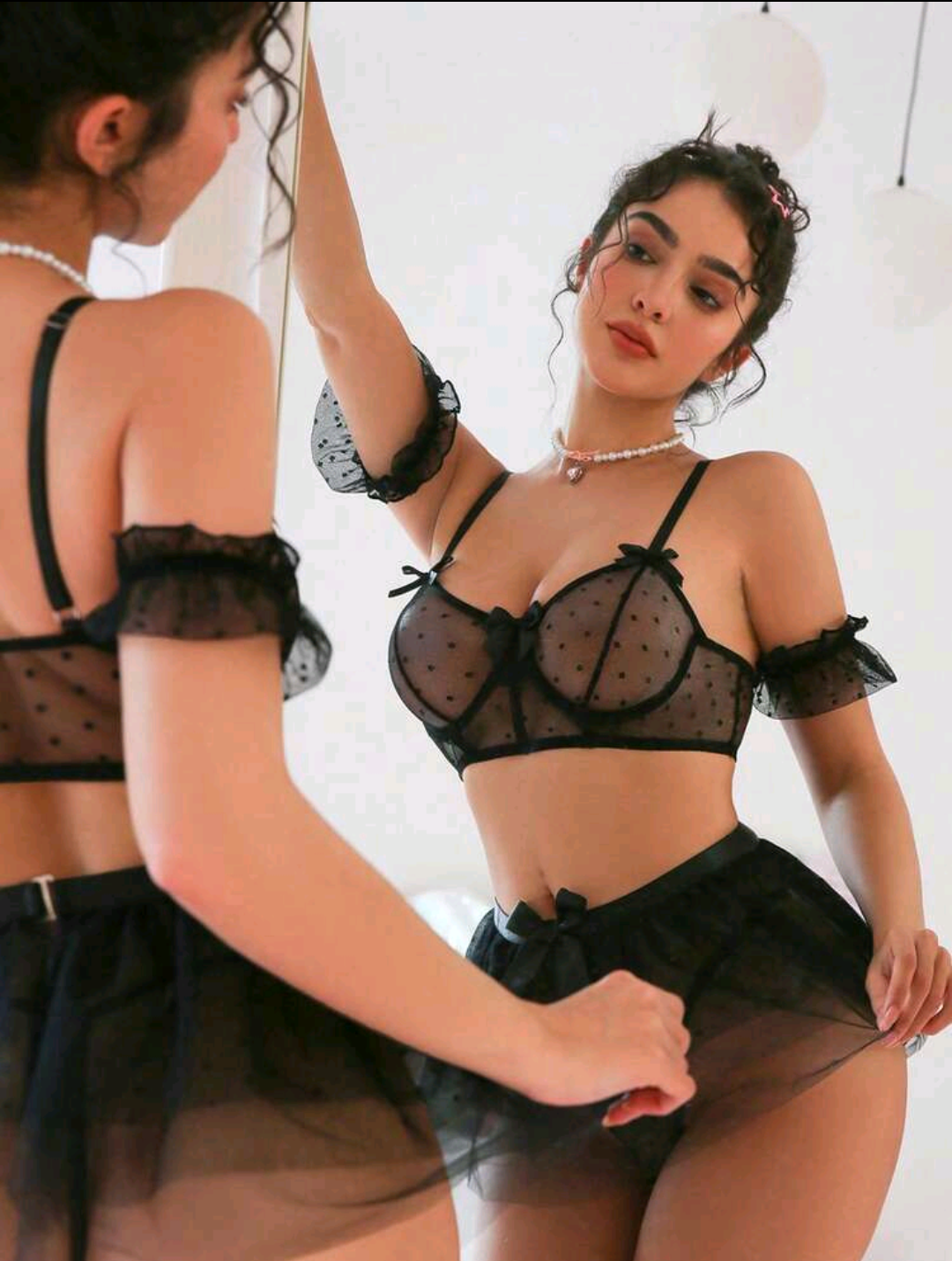 Lencería | Set Negro con faldita✨💗