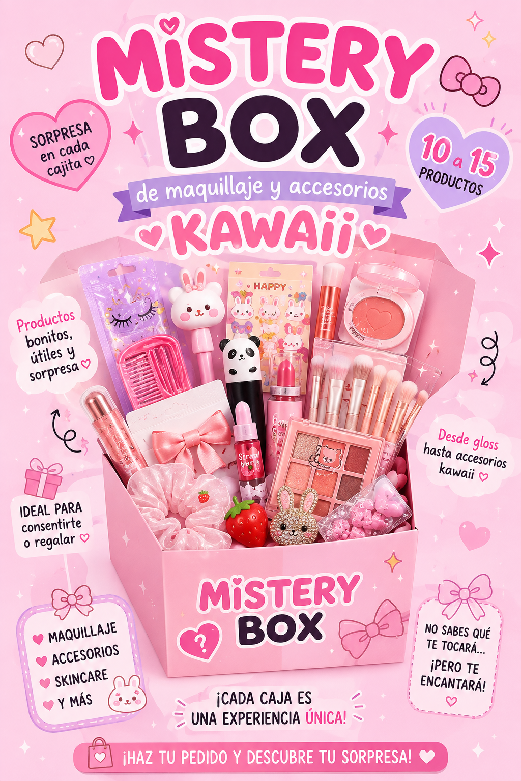 Mistery Box- 10 a 15 productos 💗✨ Maquillaje y accesorios kawaii💕