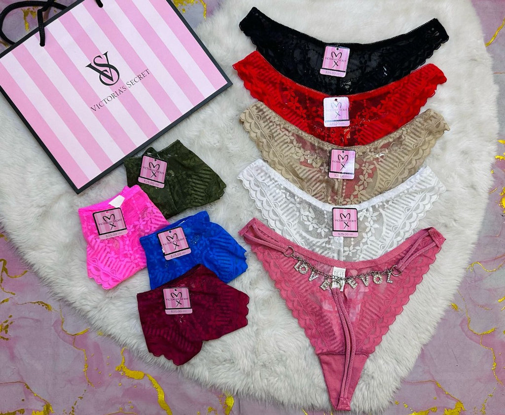 💖Tanga Victoria's Secret de encaje con letras colgantes atrás 😍💗