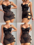 ✨ Lencería | Babydoll negro con abertura y moños 🥰✨