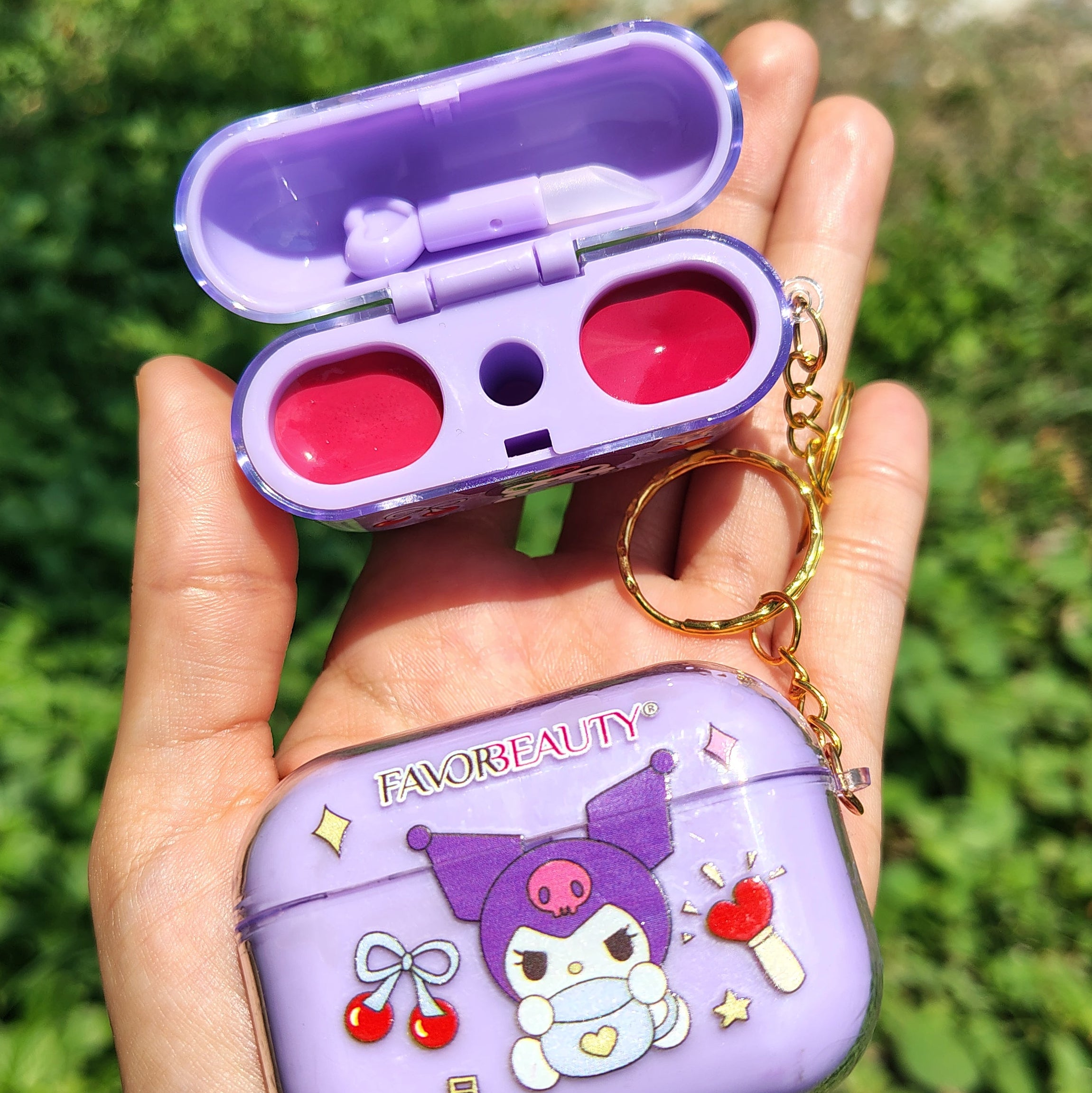 ✨💜2 en 1 Rubor + Labial en forma de audífonos Kuromi💜✨