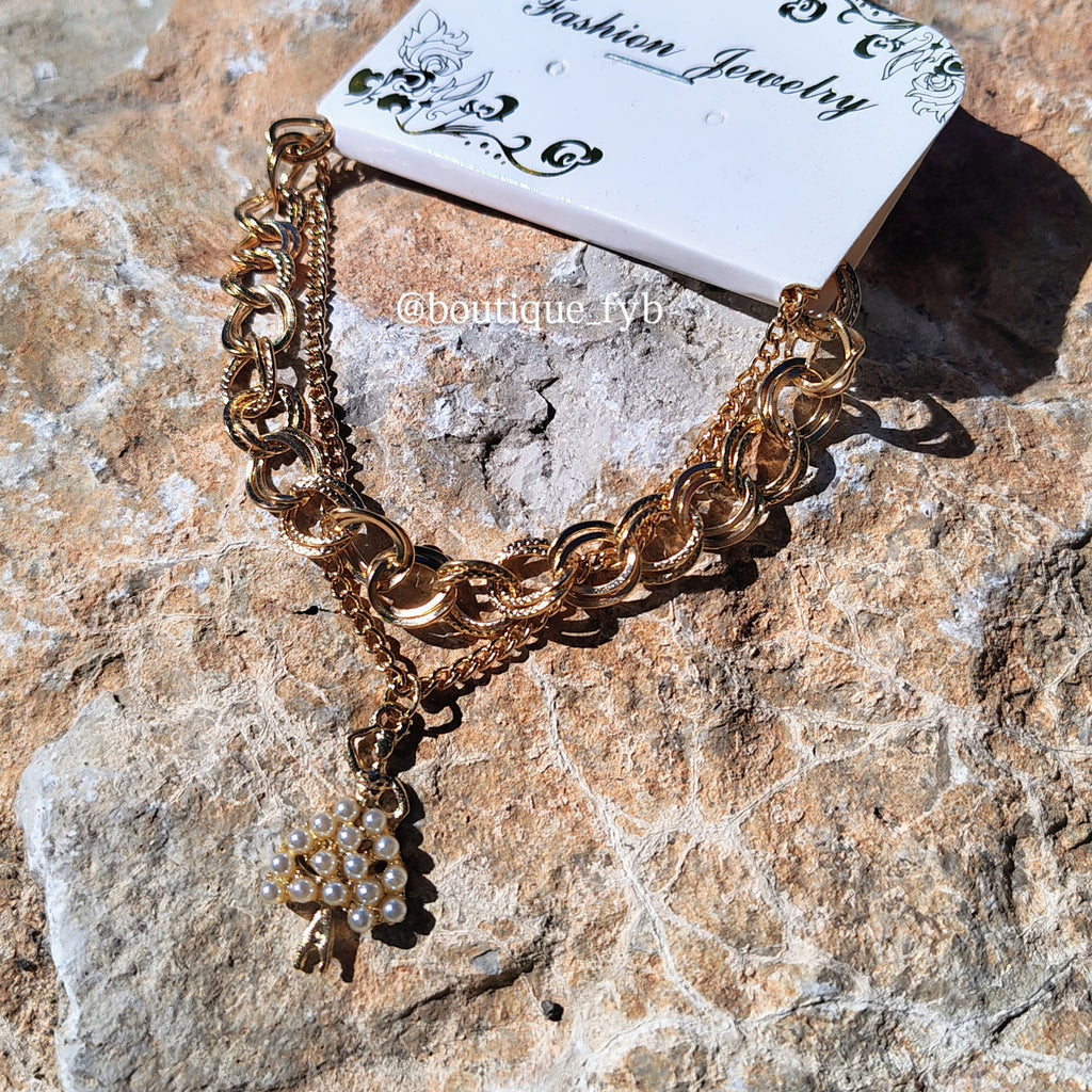 Pulsera de cadena doble con dije💕