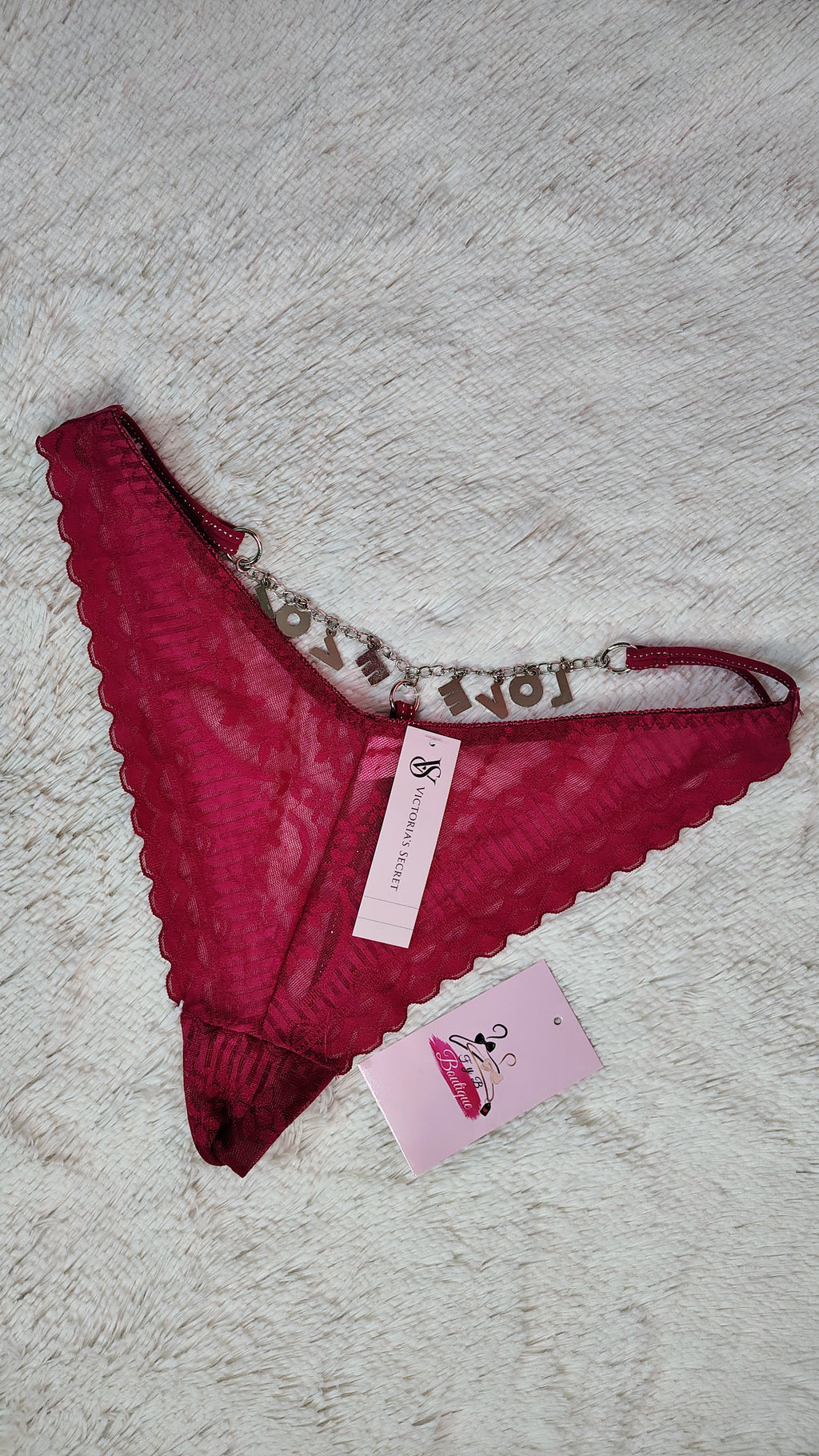 💖Tanga Victoria's Secret de encaje con letras colgantes atrás 😍💗