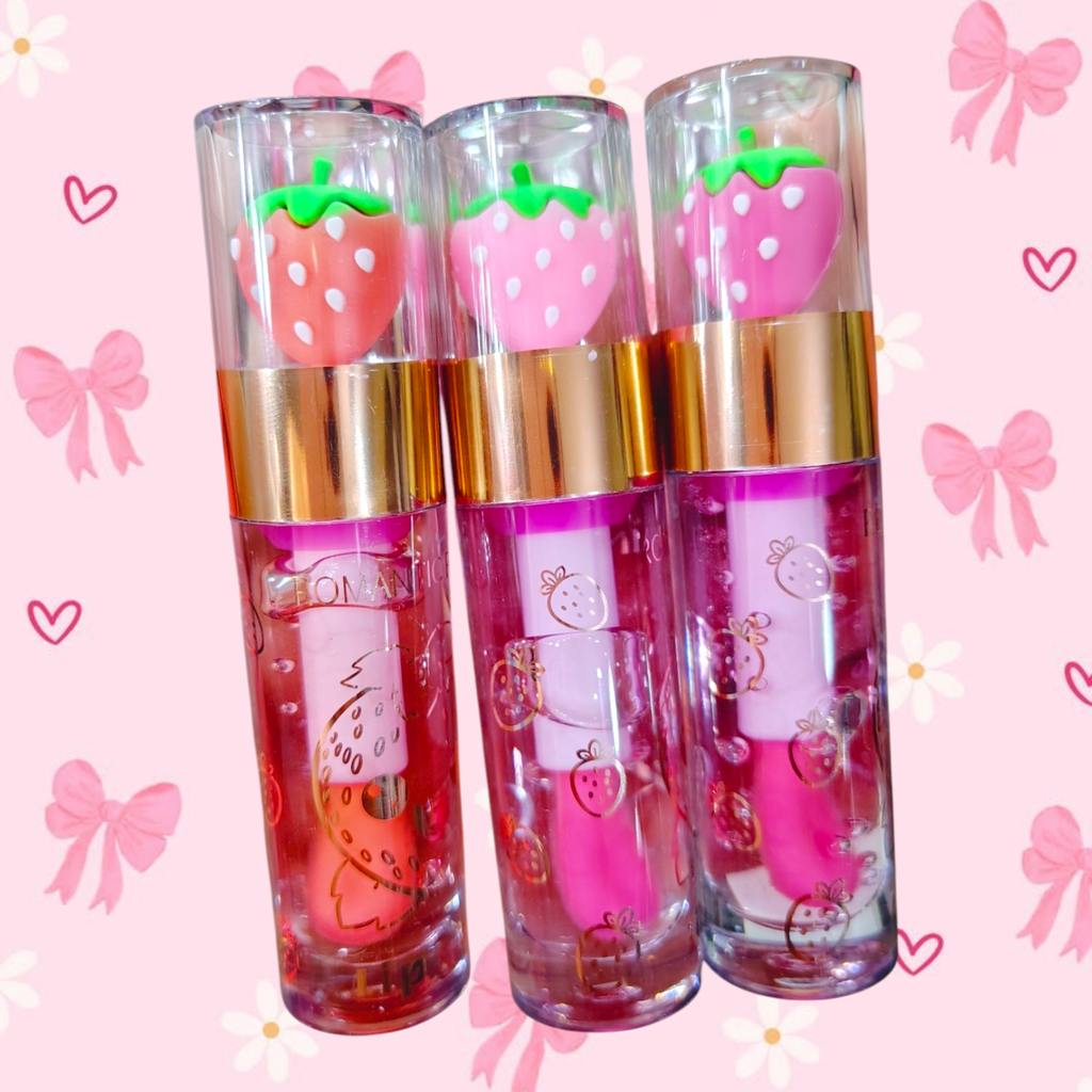 Lip gloss fresa de aplicador grueso 🍓✨