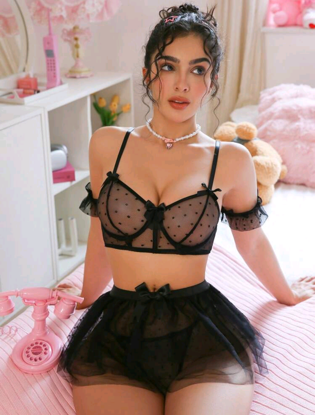 Lencería | Set Negro con faldita✨💗