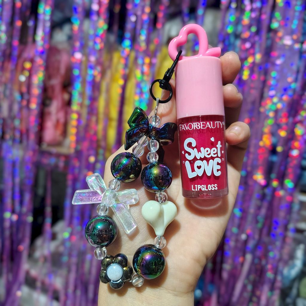 💗Lip Gloss Sweet Love de aplicador grueso con llavero kawaii💗