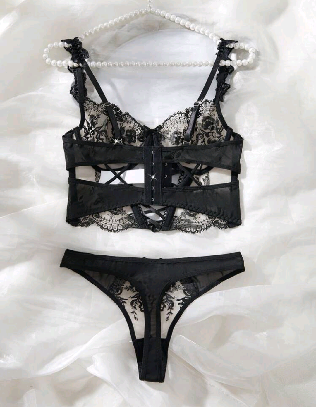 Lencería| Coordinado Mesh tipo corset 🔥