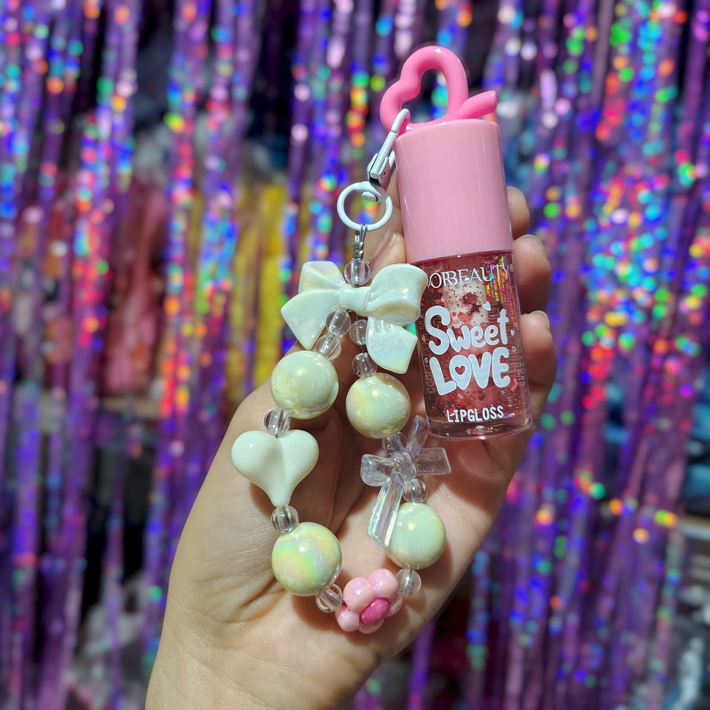 💗Lip Gloss Sweet Love de aplicador grueso con llavero kawaii💗