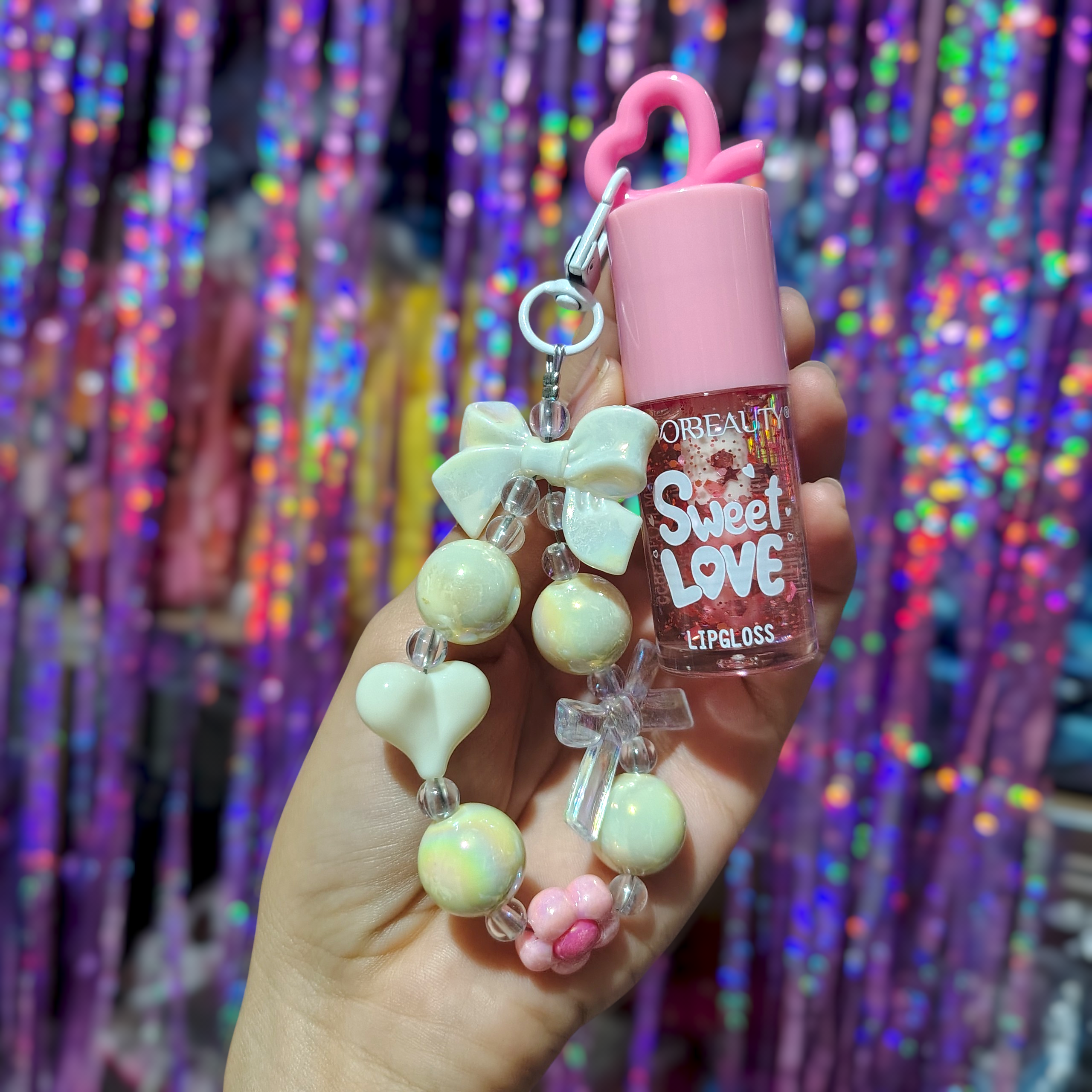 💗Lip Gloss Sweet Love de aplicador grueso con llavero kawaii💗