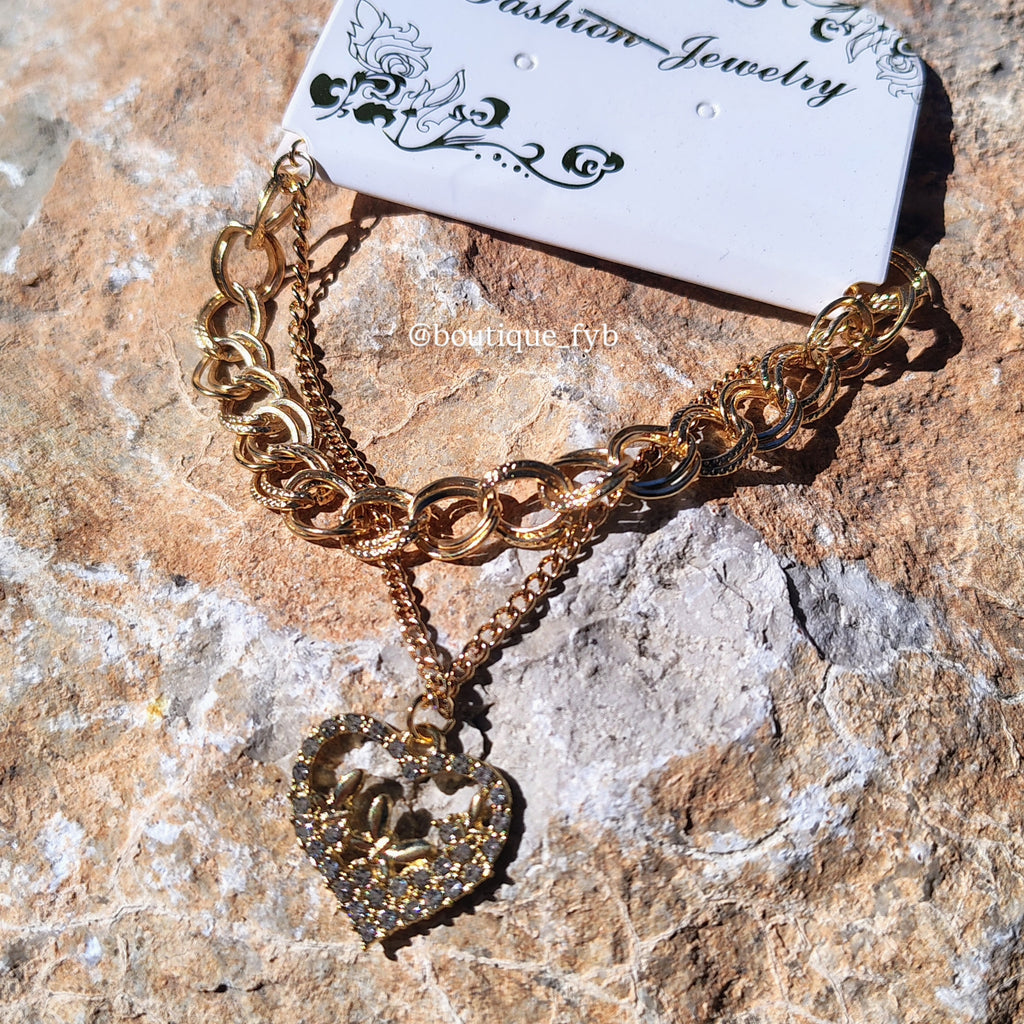 Pulsera de cadena doble con dije💕