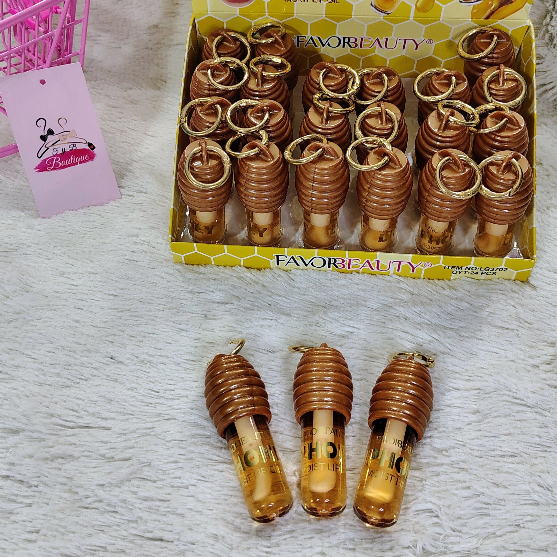 Lip gloss miel con llavero 🍯✨