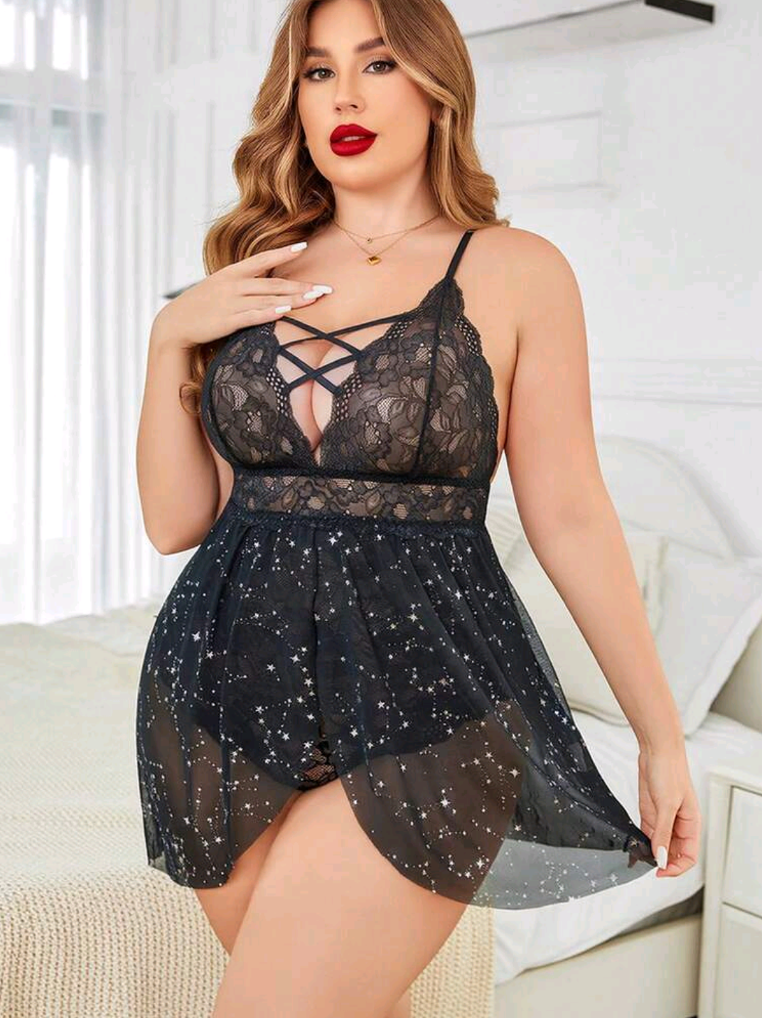 Lencería Curvy| Babydoll con abertura en entrepierna 🔥