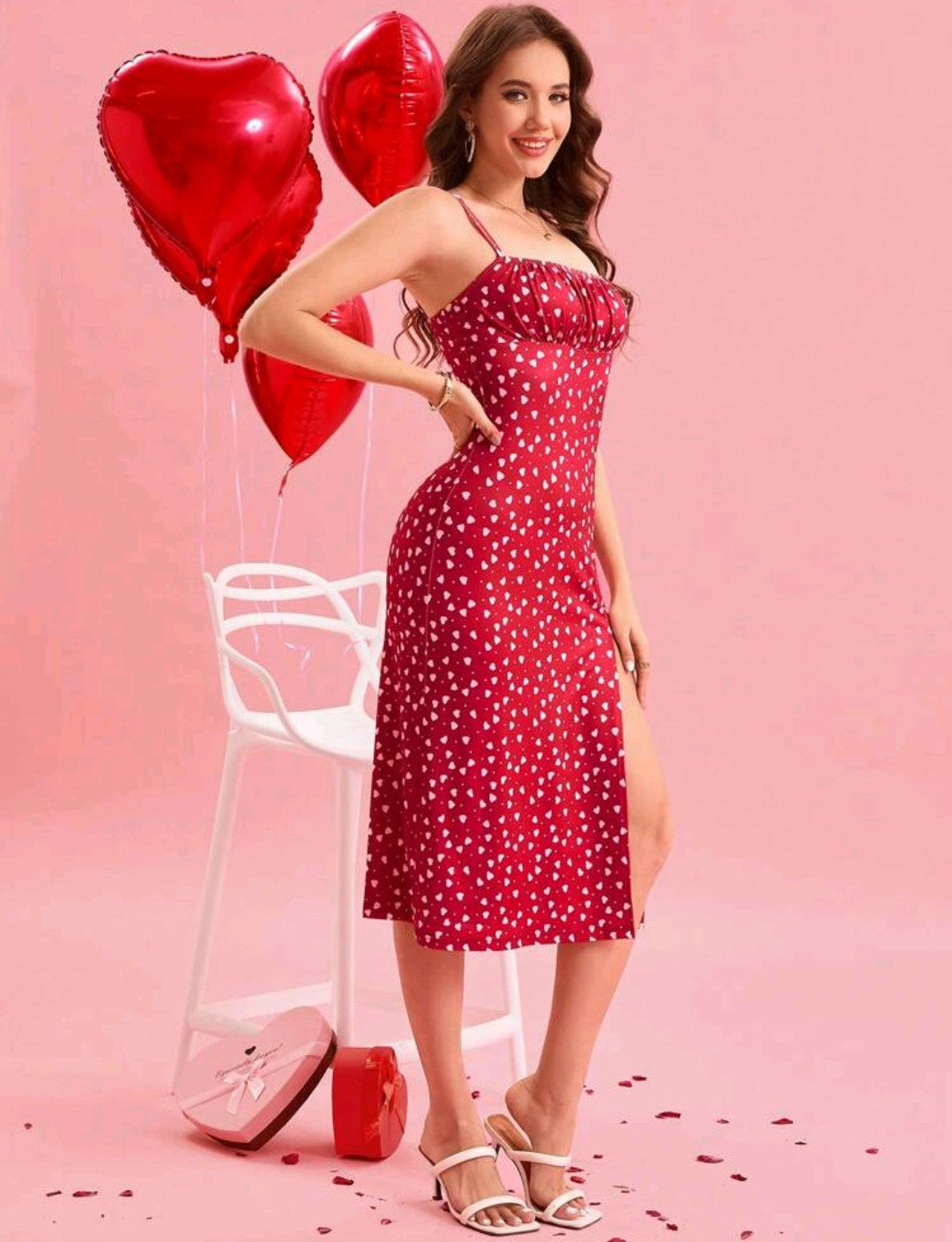❤️Vestido Rojo Casual con abertura ❤️