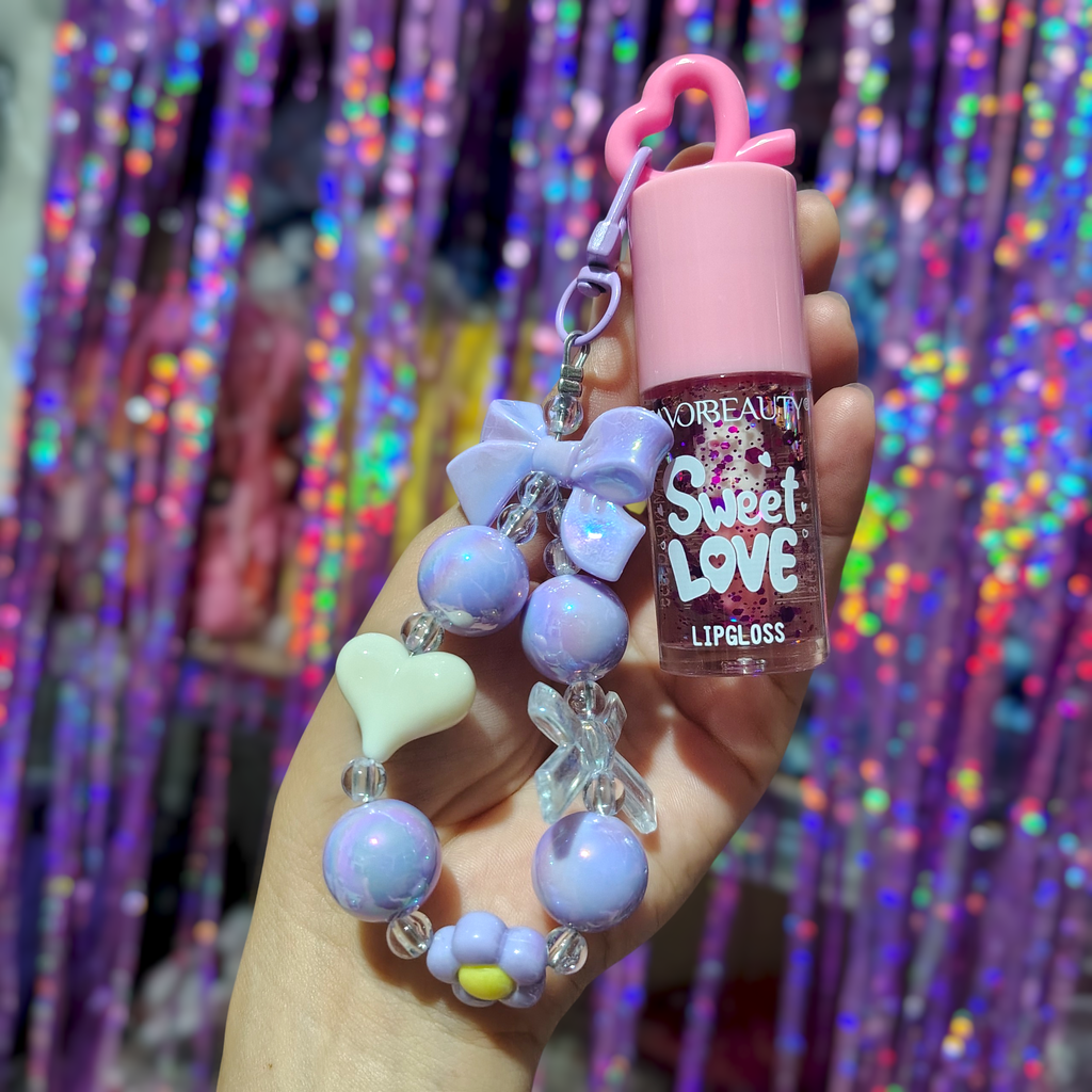 💗Lip Gloss Sweet Love de aplicador grueso con llavero kawaii💗
