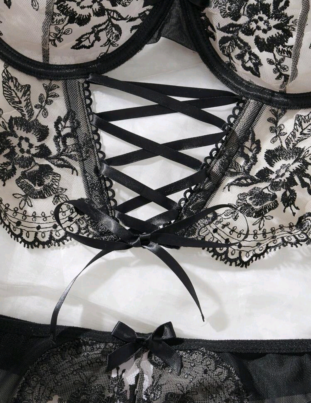 Lencería| Coordinado Mesh tipo corset 🔥