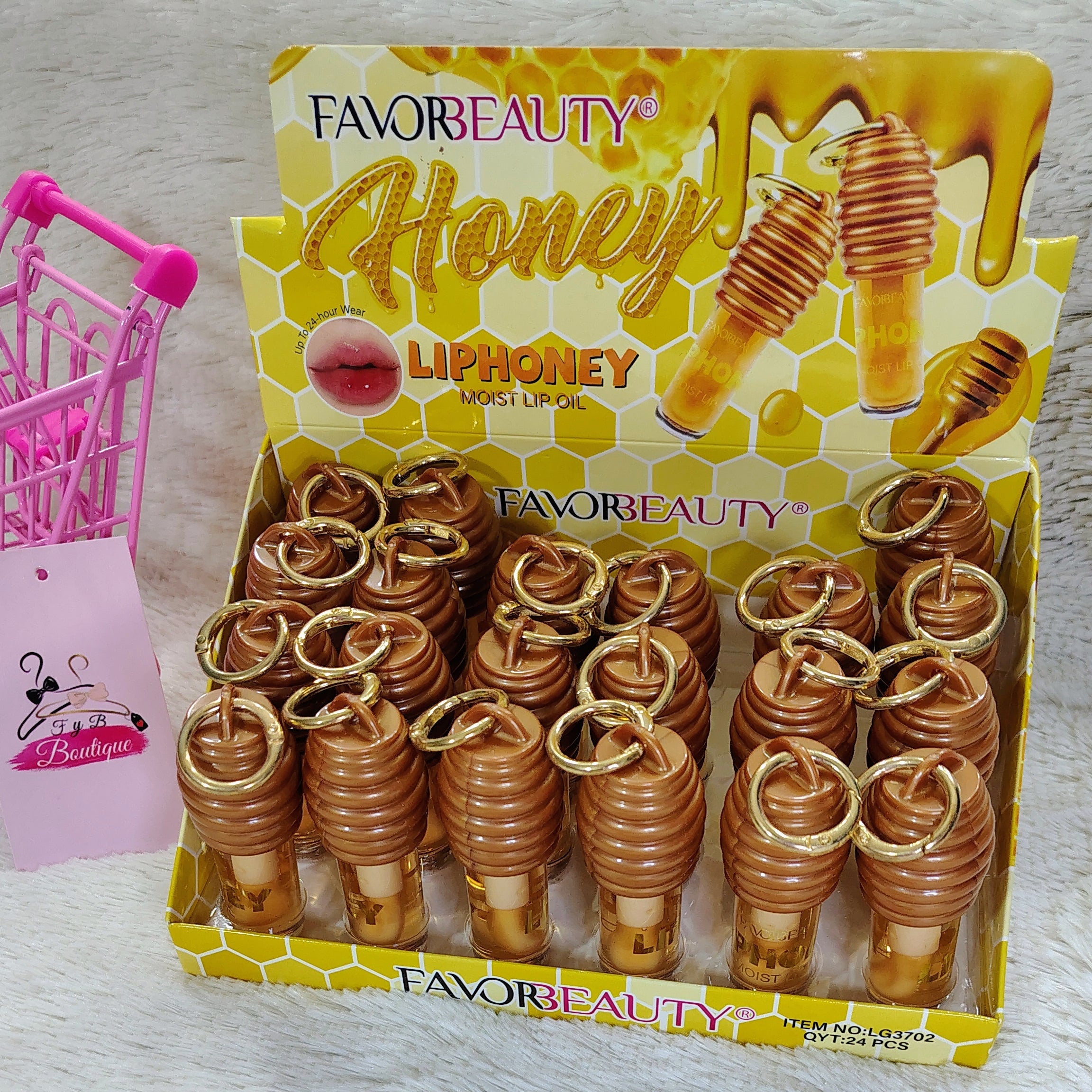 Lip gloss miel con llavero 🍯✨