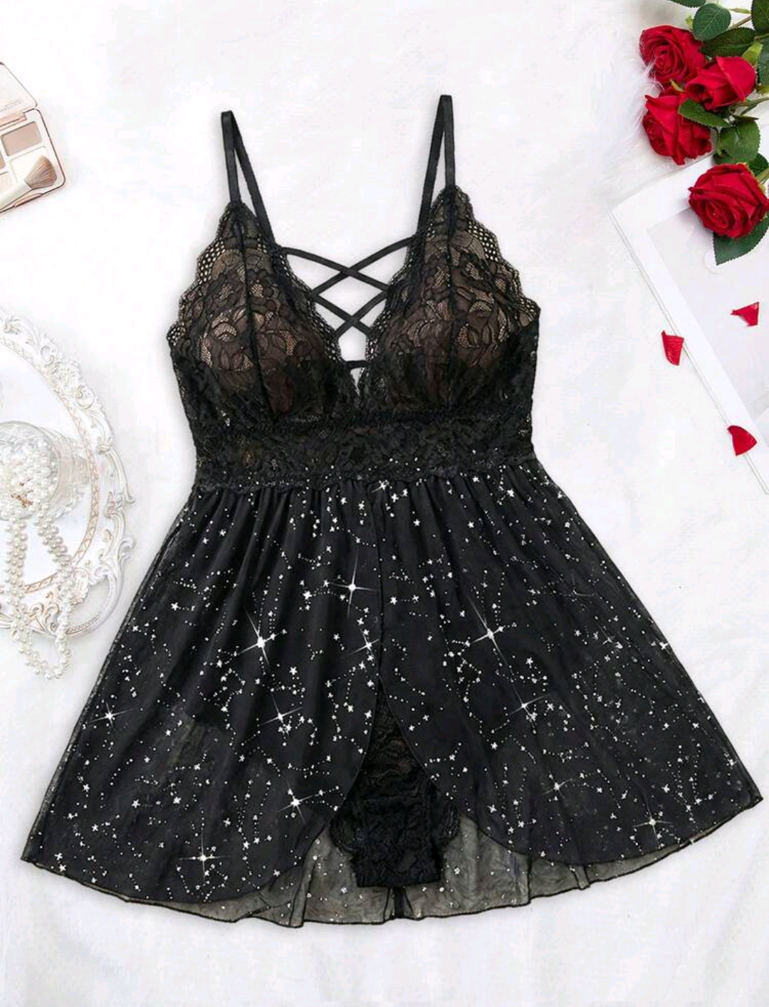 Lencería Curvy| Babydoll con abertura en entrepierna 🔥